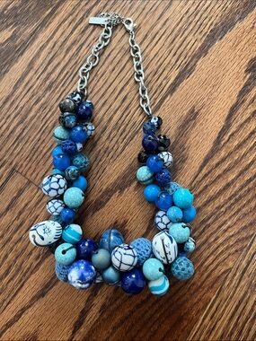 Blue Beaded Statement Necklace - Women's Jewelry